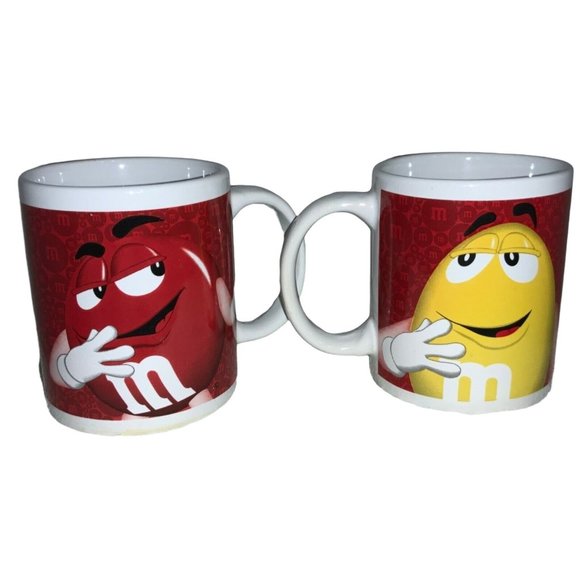2 M&M Red & Yellow Coffee Mug Cup Collectible Character Mars  2015 - Picture 1 of 7